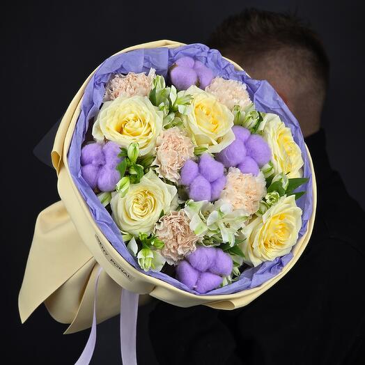 Авторский букет "Сахарная пудра 💜" с пионовидными розами