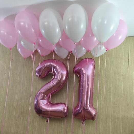 Набор розовые цифры и 15 шаров