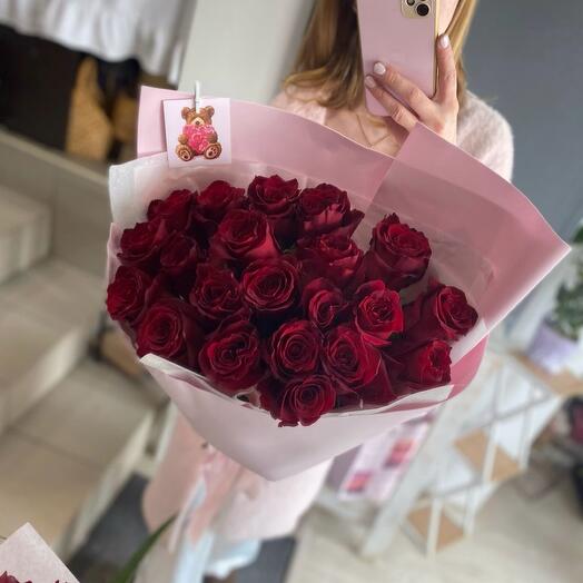 Букет из 21 красной розы😍