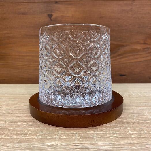 Стакан для виски-3 непроливаемый стекло/бамбук 280 мл