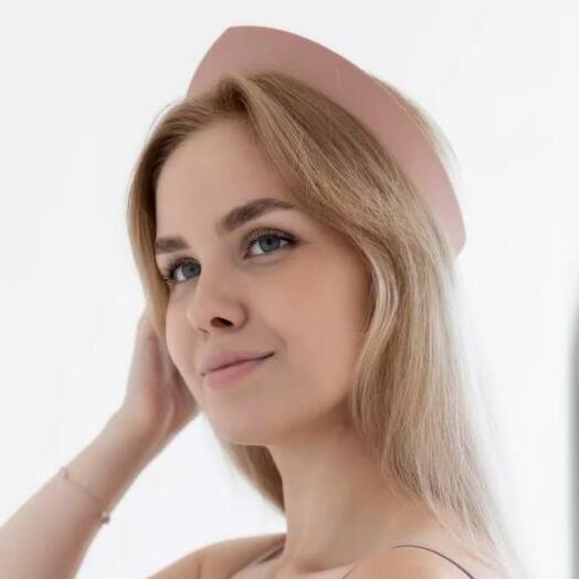 A soft pink eco-leather kokoshnik