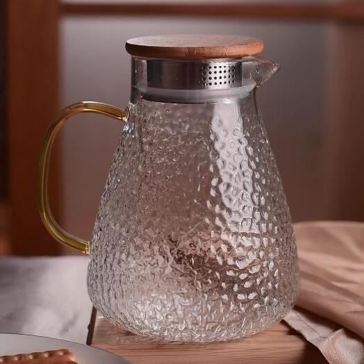 Кувшин с бамбуковой крышкой стекло карамельный 1.2 л