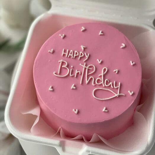 Бенто торт Happy Birthday розовый, принцессе, жене, подруге, дочке, девушке, коллеге