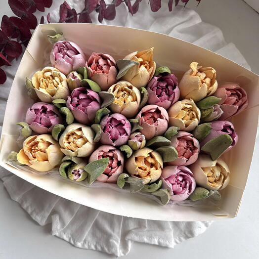 Осенний набор зефирных цветов | тюльпаны из зефира ручной работы