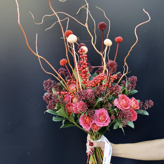 Ramo de Rosas y Craspedia