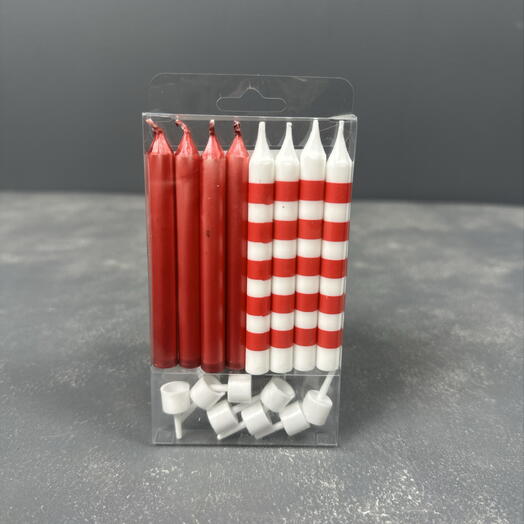 Свечи для торта Ассорти Red White 8 шт