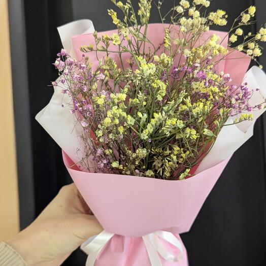 Букет из сухоцветов гипсофилы розовая уп