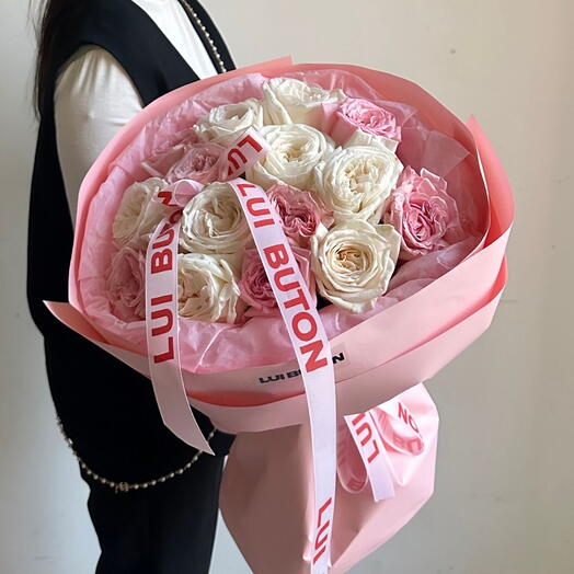 Букет "15 пионовидных роз O Hara микс"