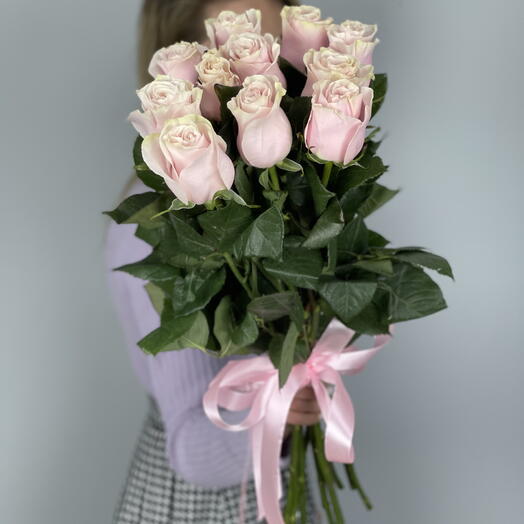 Букет из 11 премиальных розовых роз 60см (5)
