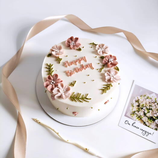 Бенто торт с цветами happy birthday