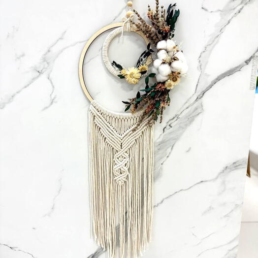 Венок - макраме с хлопком и ароматной лавандой