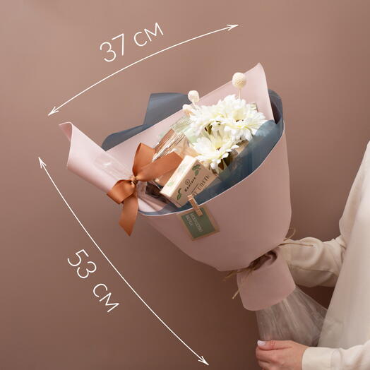 Букет чай и шоколад  «Персиковое маршмэллоу»