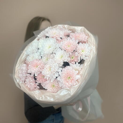 Розовое облачко, 5 веточек хризантем