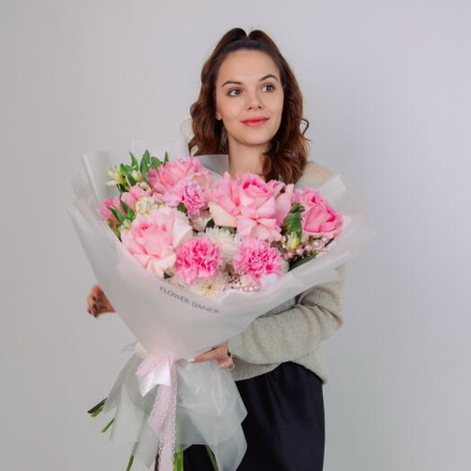 💕 Сборный букет - розы и альстромерия