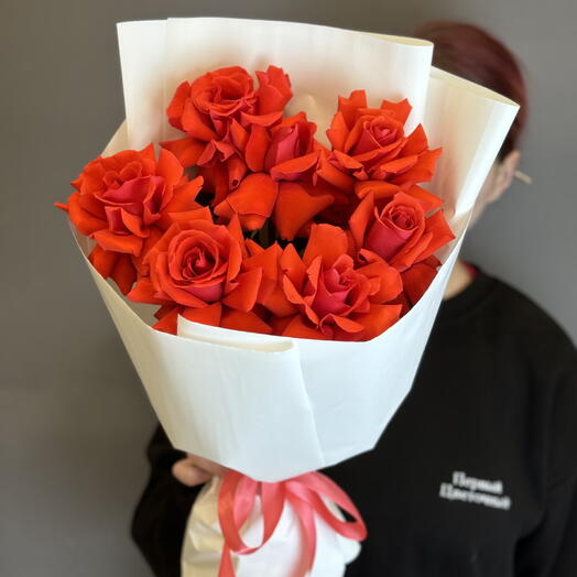 Монобукет из французских роз «Нина» 7 шт 🌹