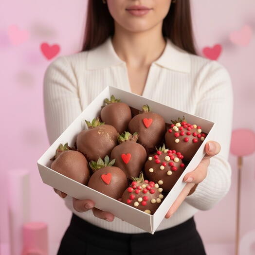 Клубника в шоколаде «Сердца» 9шт