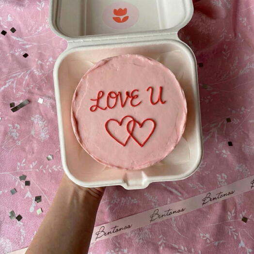 Бенто торт на День Святого Валентина розовый love you , коллекция «14 февраля»