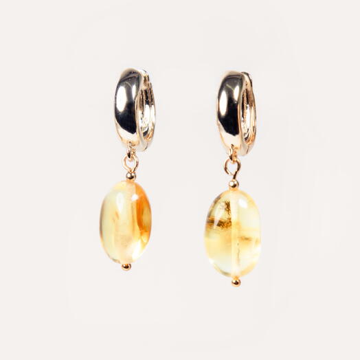 Серьги Амарант Янтарь желтый 14K (EAR1142)