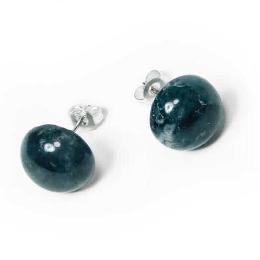 Серьги Юкка Моховой агат Rh+ (EAR1073)