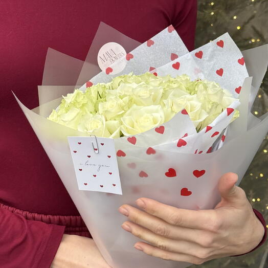 Букет из белых роз 21 шт