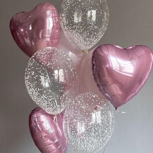 Шары с розовыми сердцами с доставкой в Калининграде 🎈