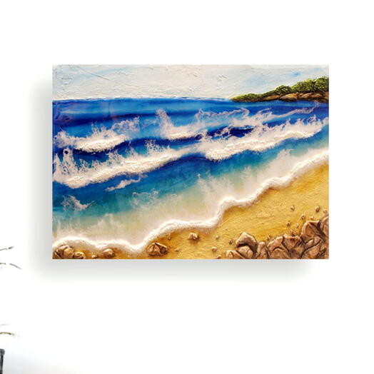 Бирюзовый океан — фактурный морской пейзаж из эпоксидной смолы