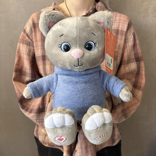 Мягкая игрушка котик Грей в свитере, 25 см