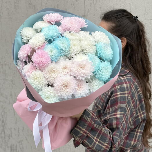 Зефирные оттенки хризантем в букете 💘🌸