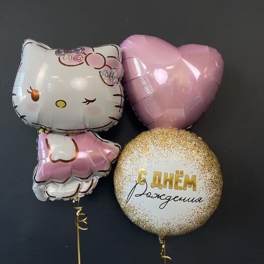 Шары на день рождения с кошечкой