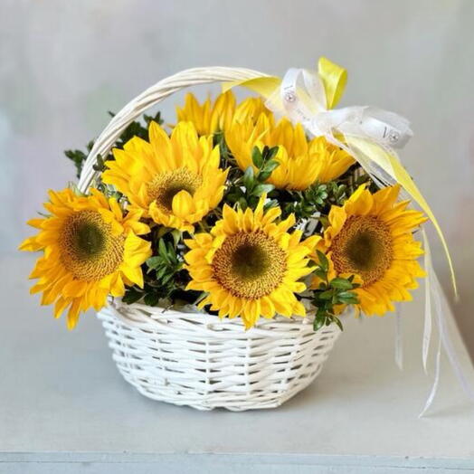 Basket of sunflowers