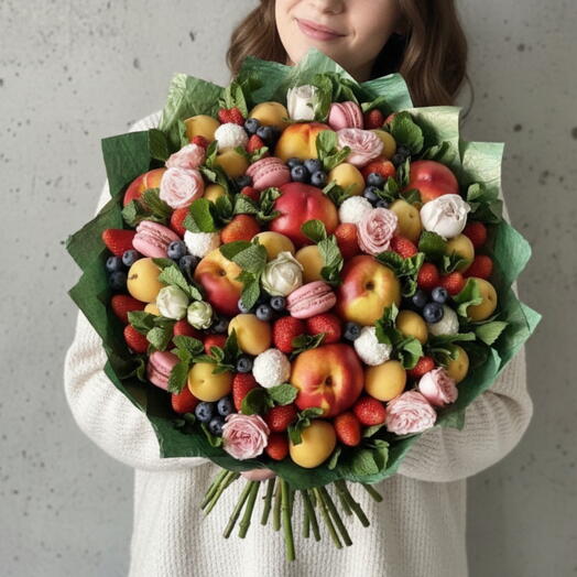 Дофаминовый летний букет из фруктов и ягод 🍓Фруктовый букет Ягодный букет Букет из фруктов и конфет Букет на выпускной