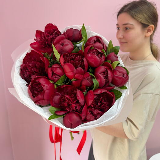 🌺🔥Монобукет из красных пионов 🔥🌺