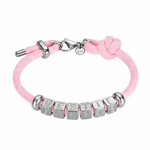 Розовый браслет LU CORD PINK [BESTIE] подруге, лучшей подруге, сестре