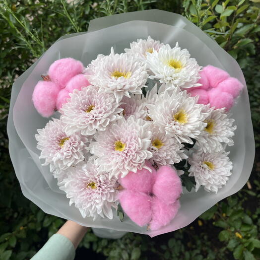 Нежный хризантема кустовая и хлопок 🌿