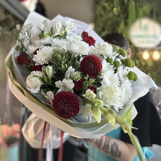 Шикарный букет с георгинами и гладиолусом❣️