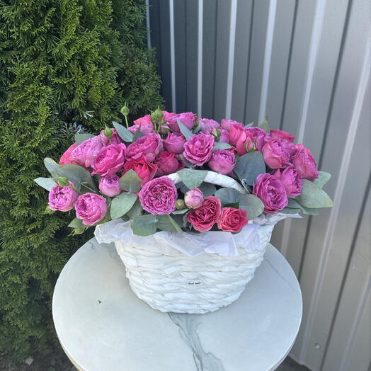 Корзина с Кустовыми Розами Мисти 🌸💖
