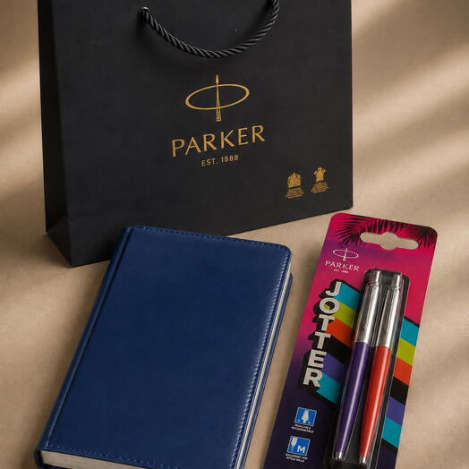 Набор ручек Parker Jotter Originals 80s Retrowave Vermilion и ежедневник подарок девушке, женщине, учительнице