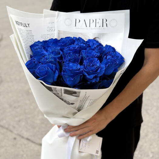 21 Синяя Роза с красивым оформлением 💙