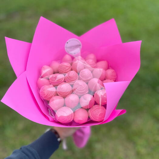 Букет клубники в шоколаде 25-27 ягод Pink