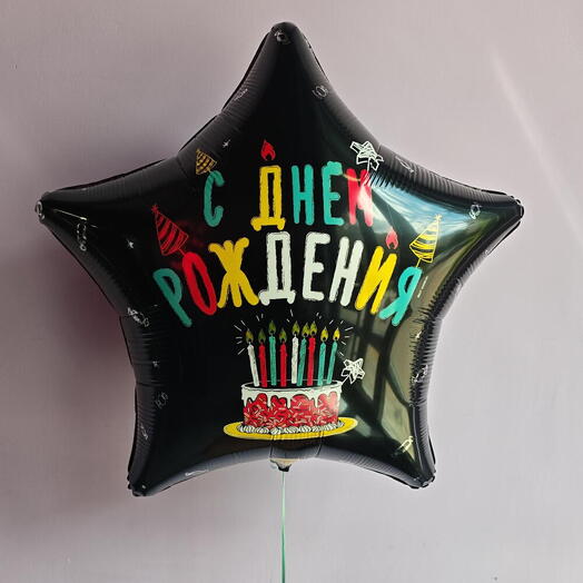 Большой фольгированный шар "С днем рождения!"