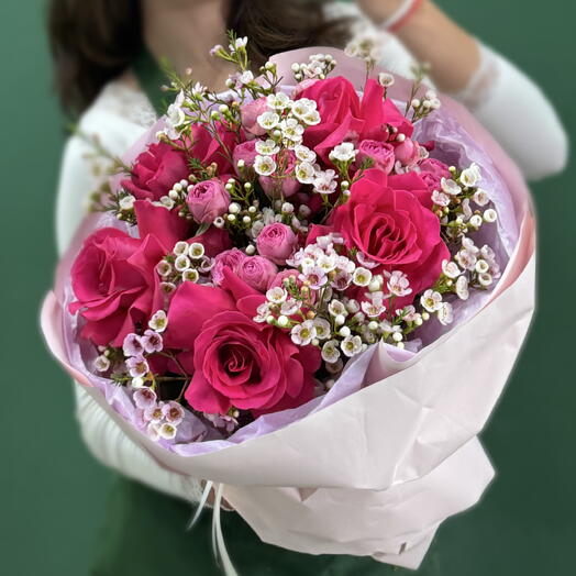 Букет из французских и кустовых роз «Парижский ший💖»