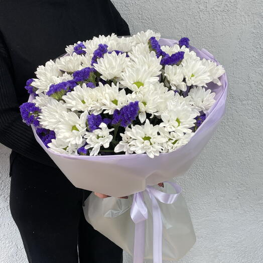 Букет из хризантемы и статицы 💜