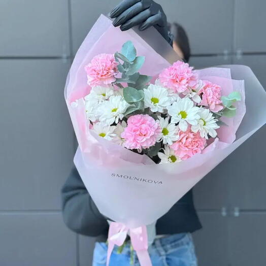 Букет цветов для любимой 🌸/ нежные диантусы с хризантемой🌸