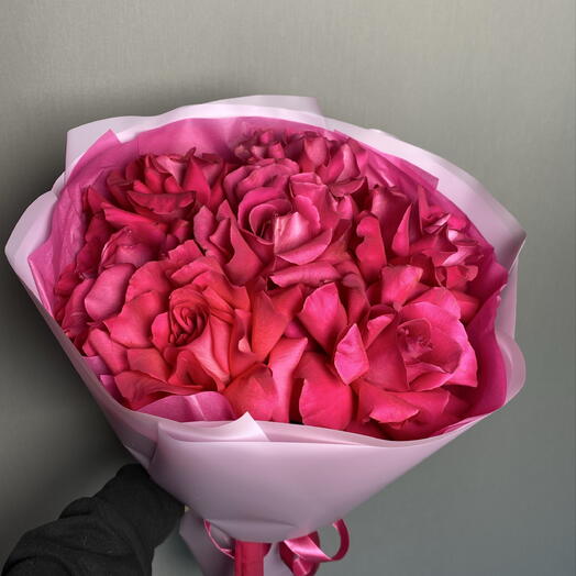 Букет из 7 малиновых французских роз 💕
