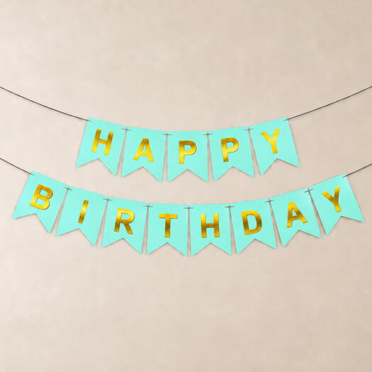 Гирлянда флажки Happy Birthday, тиффани