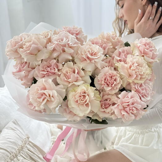 25 французских розовых роз 🌸