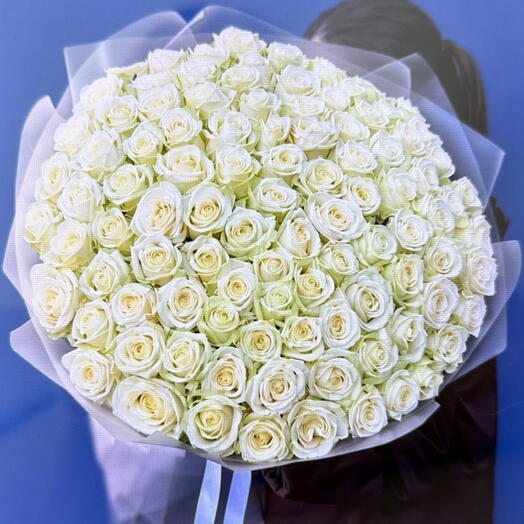 Белые розы аваланж 60см 101 Роза