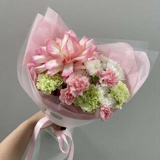 🌸Прекрасный букет-комплимент в подарок, французская Роза, диантус, хризантема