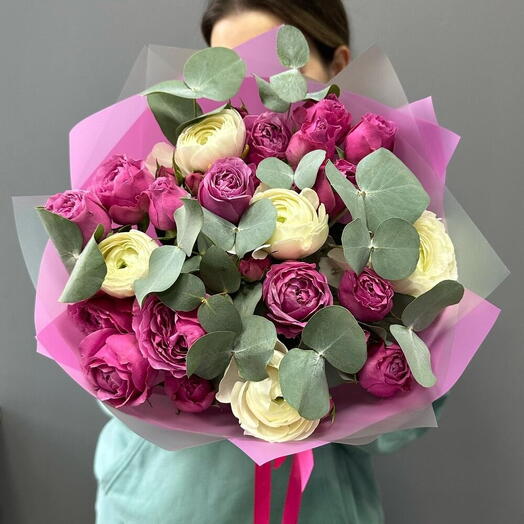 Ранункулюсы и пионовидные кустовые розы Мисти Бабблз 💖