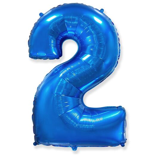 Цифра 2 Синий огромная фольгированная 102см шарик
